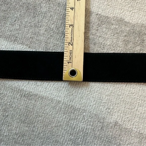 AVIGNON Made in Spain Genuine Leather Belt Black Statement Buckle Gold
